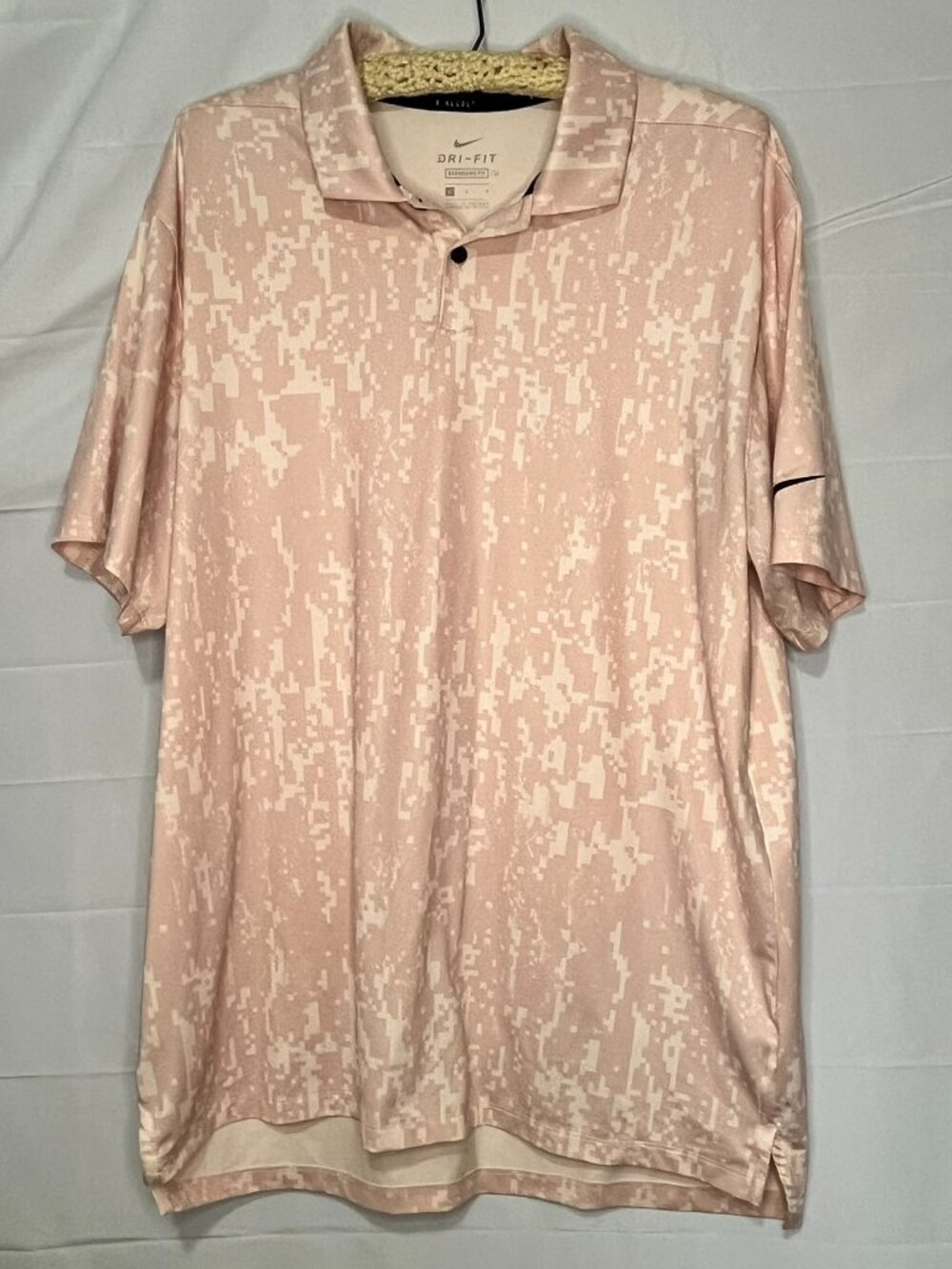 Nike Polo Shirt Pink Bloom Camo Dri Fit Vapor Performance Golf Stretch Large